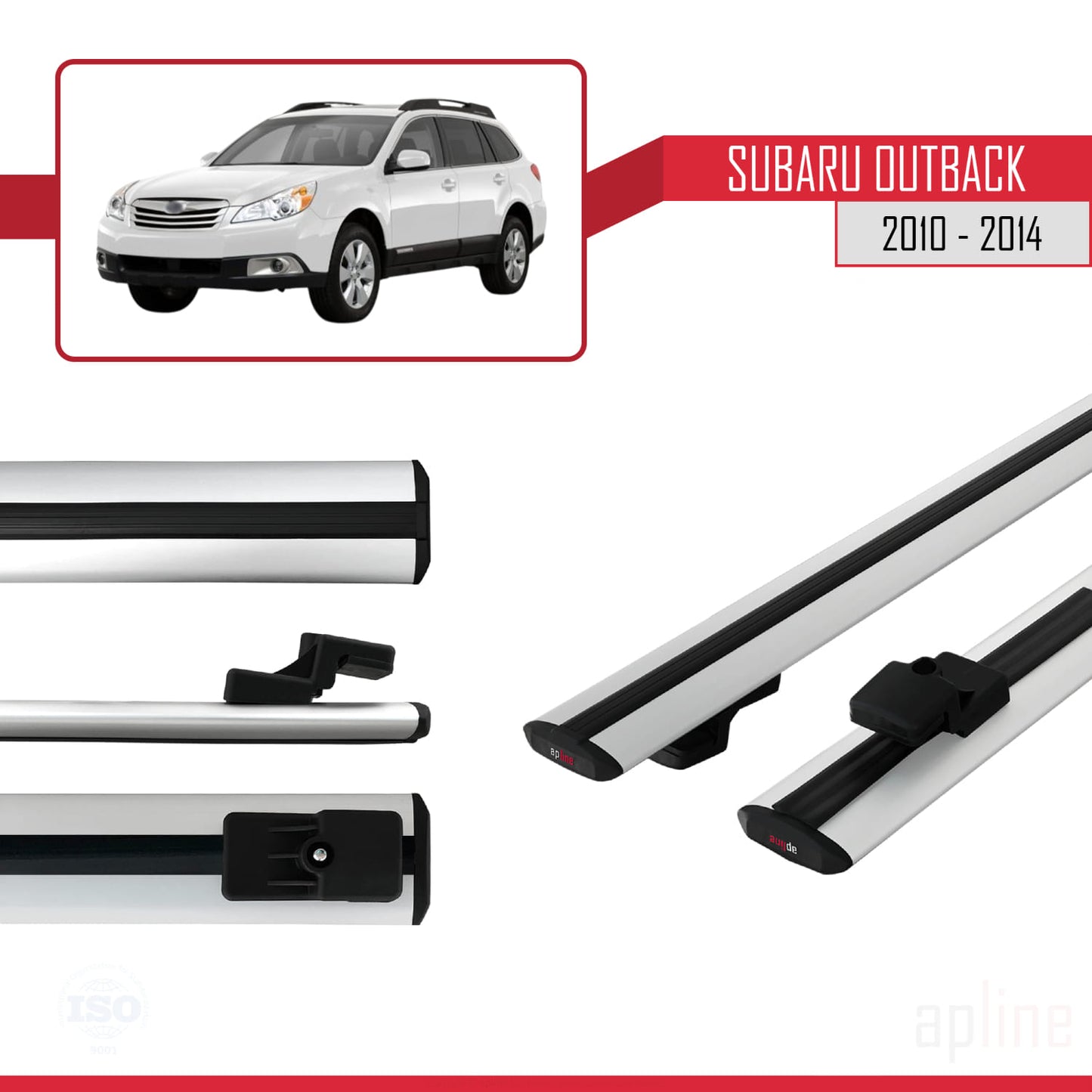 Compatible avec Subaru Outback 2010-2014 BASIC Model Barres de Toit Railing Porte-Bagages de Voiture Gris Aluminium 2 Barres