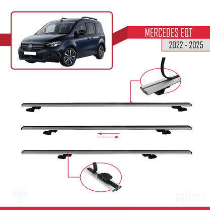 Compatible avec Mercedes EQT / Citan W420 2022-2025 BASIC Model Barres de Toit Railing Porte-Bagages de Voiture Gris Aluminium 3 Barres