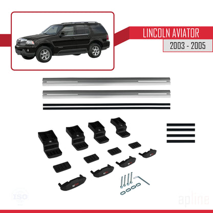 Compatible avec Lincoln Aviator 2003-2005 BASIC Model Barres de Toit Railing Porte-Bagages de Voiture Gris Aluminium 2 Barres
