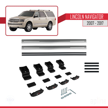 Compatible avec Lincoln Navigator 2007-2017 BASIC Model Barres de Toit Railing Porte-Bagages de Voiture Gris Aluminium 2 Barres