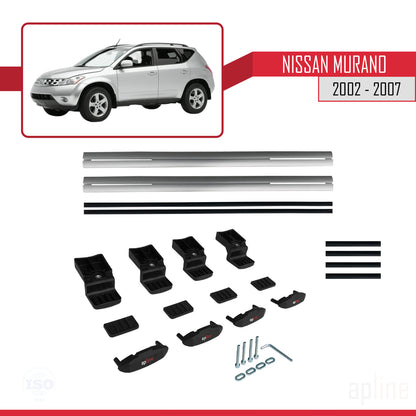 Compatible with Nissan Murano 2002-2007 BASIC Model Car Roof Rack Cross Bar Grey Aluminium 2 Bars