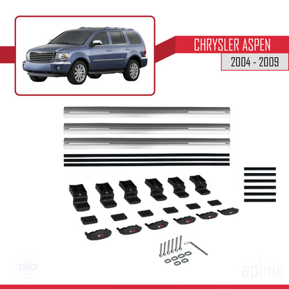 Compatible with Chrysler Aspen 2004-2009 BASIC Model Car Roof Rack Cross Bar Grey Aluminium 3 Bars