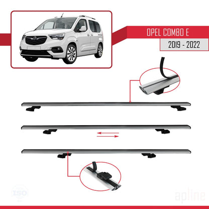 Compatible avec Opel Combo E 2019-2022 BASIC Model Barres de Toit Railing Porte-Bagages de Voiture Gris Aluminium 4 Barres
