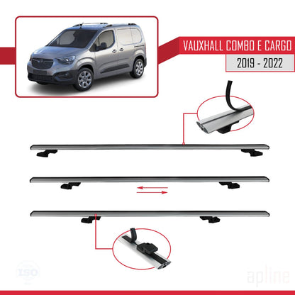 Compatible avec Vauxhall Combo E Cargo 2019-2022 BASIC Model Barres de Toit Railing Porte-Bagages de Voiture Gris Aluminium 2 Barres