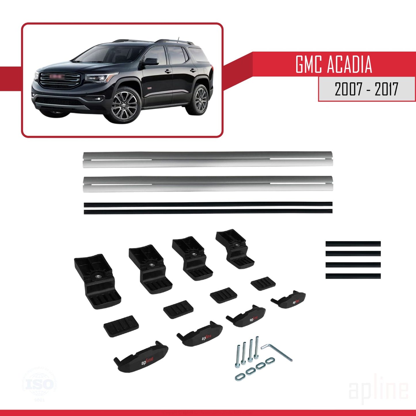 Compatible avec GMC Acadia 2007-2017 BASIC Model Barres de Toit Railing Porte-Bagages de Voiture Gris Aluminium 2 Barres