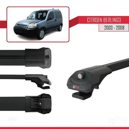 Compatible avec Citroen Berlingo (M59) 2003-2008 ACE-1 Barres de Toit Railing Porte-Bagages de Voiture Noir Aluminium 2 Barres