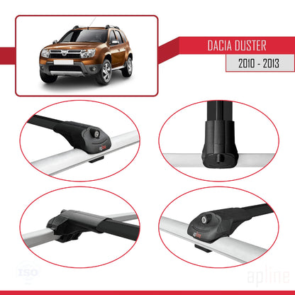 Compatible avec Dacia Duster (HS) Pre-Facelift 2010-2013 ACE-1 Barres de Toit Railing Porte-Bagages de Voiture Noir Aluminium 2 Barres