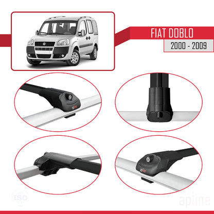 Compatible avec Fiat Doblo 2000-2009 V2 ACE-1 Barres de Toit Railing Porte-Bagages de Voiture Noir Aluminium 3 Barres