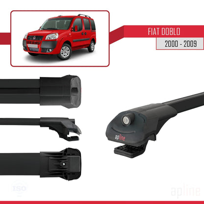 Compatible avec Fiat Doblo 2000-2009 ACE-1 Barres de Toit Railing Porte-Bagages de Voiture Noir Aluminium 3 Barres