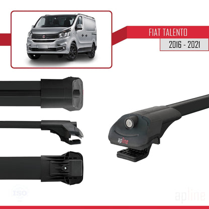 Compatible avec Fiat Talento 2016-2021 ACE-1 Barres de Toit Railing Porte-Bagages de Voiture Noir Aluminium 4 Barres