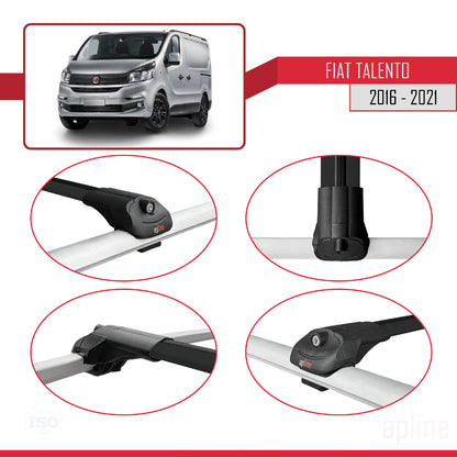 Compatible avec Fiat Talento 2016-2021 ACE-1 Barres de Toit Railing Porte-Bagages de Voiture Noir Aluminium 4 Barres