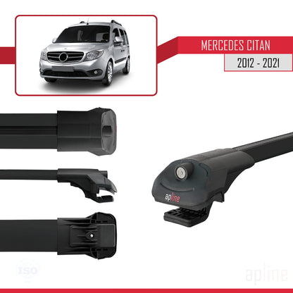 Compatible avec Mercedes Citan (W415) 2012-2021 ACE-1 Barres de Toit Railing Porte-Bagages de Voiture Noir Aluminium 4 Barres