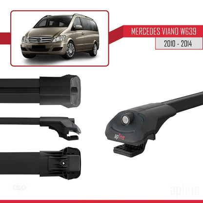 Compatible avec Mercedes Viano 2 (W639) Post-Facelift 2010-2014 ACE-1 Barres de Toit Railing Porte-Bagages de Voiture Noir Aluminium 4 Barres
