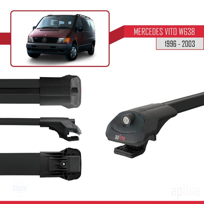 Compatible avec Mercedes Vito (W638) 1996-2003 ACE-1 Barres de Toit Railing Porte-Bagages de Voiture Noir Aluminium 3 Barres