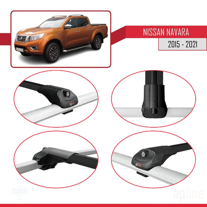 Compatible avec Nissan Navara 4 (D23) 2015-2021 ACE-1 Barres de Toit Railing Porte-Bagages de Voiture Noir Aluminium 3 Barres