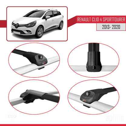Compatible avec Renault Clio 4 ST 2013-2020 ACE-1 Barres de Toit Railing Porte-Bagages de Voiture Noir Aluminium 2 Barres