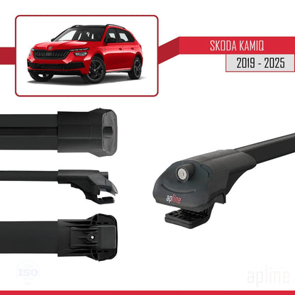 Compatible avec Skoda Kamiq 2019-2025 ACE-1 Barres de Toit Railing Porte-Bagages de Voiture Noir Aluminium 3 Barres