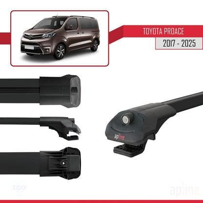 Compatible avec Toyota Proace 2017-2025 ACE-1 Barres de Toit Railing Porte-Bagages de Voiture Noir Aluminium 4 Barres