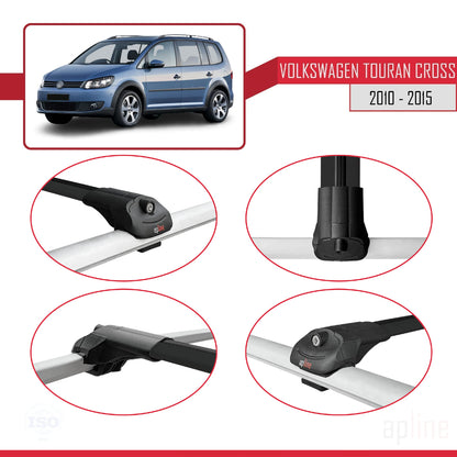 Compatible avec Volkswagen Touran (1T) Post-Facelift 2010-2015 ACE-1 Barres de Toit Railing Porte-Bagages de Voiture Noir Aluminium 3 Barres
