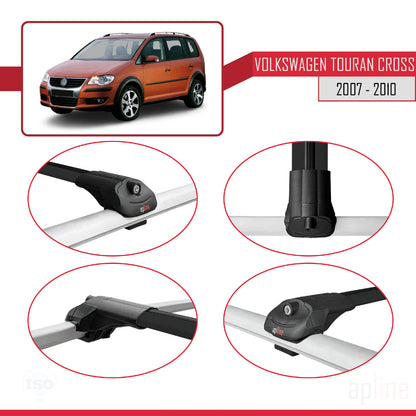 Compatible avec Volkswagen Touran Cross Pre-Facelift 2007-2010 ACE-1 Barres de Toit Railing Porte-Bagages de Voiture Noir Aluminium 3 Barres