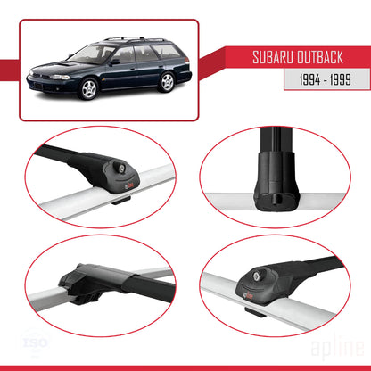 Compatible avec Subaru Outback 1994-1999 ACE-1 Barres de Toit Railing Porte-Bagages de Voiture Noir Aluminium 2 Barres