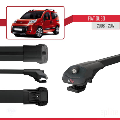 Compatible avec Fiat Qubo 2008-2017 ACE-1 Barres de Toit Railing Porte-Bagages de Voiture Noir Aluminium 3 Barres
