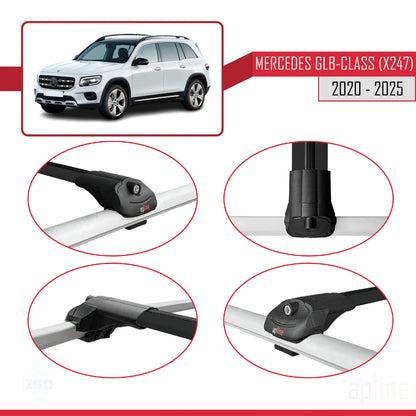 Compatible with Mercedes GLB Class (X247) 2020-2025 ACE-1 Car Roof Rack Cross Bar Black Aluminium 2 Bars