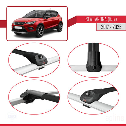 Compatible with Seat Arona (KJ7) 2017-2025 ACE-1 Car Roof Rack Cross Bar Black Aluminium 3 Bars