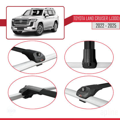 Compatible avec Toyota Land Cruiser (J300) 2022-2025 ACE-1 Barres de Toit Railing Porte-Bagages de Voiture Noir Aluminium 2 Barres