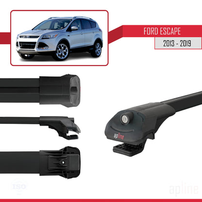 Compatible avec Ford Escape 3 2013-2019 ACE-1 Barres de Toit Railing Porte-Bagages de Voiture Noir Aluminium 2 Barres