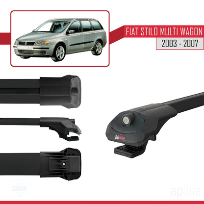 Compatible avec Fiat Stilo Multi Wagon 2003-2007 ACE-1 Barres de Toit Railing Porte-Bagages de Voiture Noir Aluminium 2 Barres
