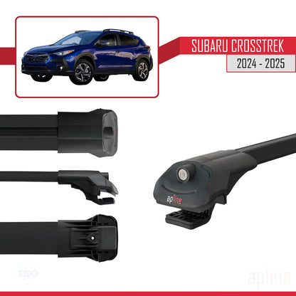 Compatible avec Subaru Crosstrek 2024-2025 ACE-1 Barres de Toit Railing Porte-Bagages de Voiture Noir Aluminium 3 Barres
