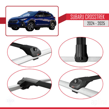 Compatible avec Subaru Crosstrek 2024-2025 ACE-1 Barres de Toit Railing Porte-Bagages de Voiture Noir Aluminium 2 Barres