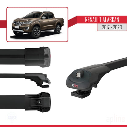 Compatible avec Renault Alaskan 2017-2023 ACE-1 Barres de Toit Railing Porte-Bagages de Voiture Noir Aluminium 2 Barres