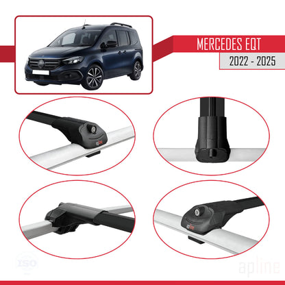 Compatible avec Mercedes EQT / Citan W420 2022-2025 ACE-1 Barres de Toit Railing Porte-Bagages de Voiture Noir Aluminium 3 Barres