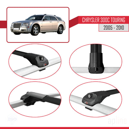Compatible avec Chrysler 300C Touring 2005-2010 ACE-1 Barres de Toit Railing Porte-Bagages de Voiture Noir Aluminium 3 Barres