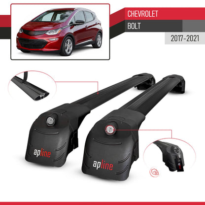 Compatible with Chevrolet Bolt 2017-2021 ACE-2 Car Roof Rack Cross Bar Black Aluminium 2 Bars