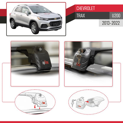 Compatible avec Chevrolet Trax (U200) 2013-2022 ACE-2 modèle Barres de Toit Railing Porte-Bagages de Voiture Noir Aluminium Barres