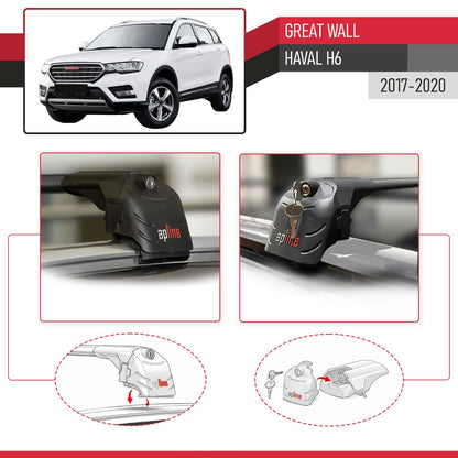 Compatible avec Great Wall Haval H6 Pre-Facelift 2017-2020 ACE-2 modèle Barres de Toit Railing Porte-Bagages de Voiture Noir Aluminium Barres