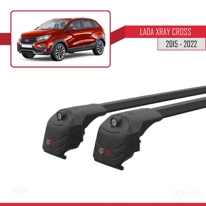 Compatible avec Lada Xray 2015-2022 ACE-2 Barres de Toit Railing Porte-Bagages de Voiture Noir Aluminium 2 Barres