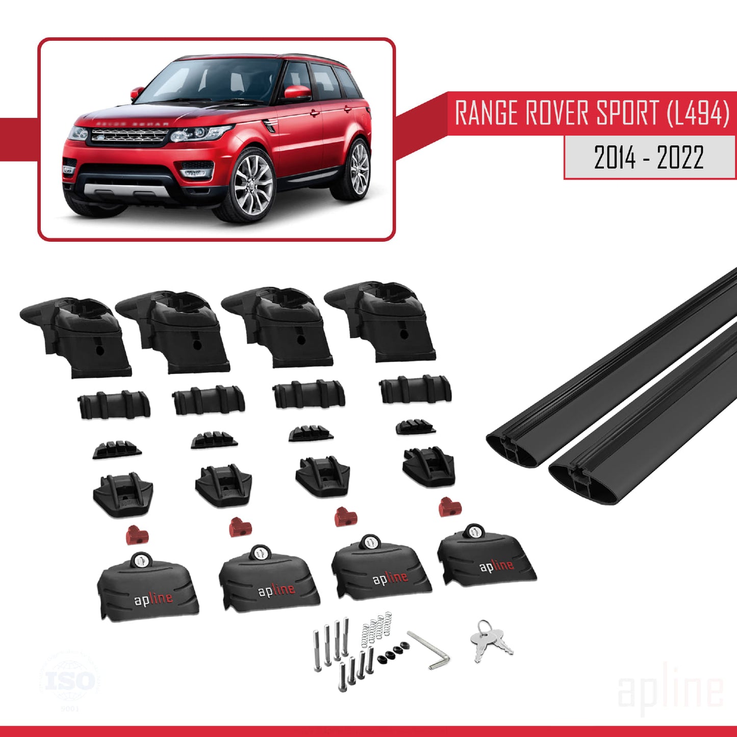 Compatible avec Land Rover Range Rover Sport 2 (L494) 2014-2022 ACE-2 Barres de Toit Railing Porte-Bagages de Voiture Noir Aluminium 2 Barres