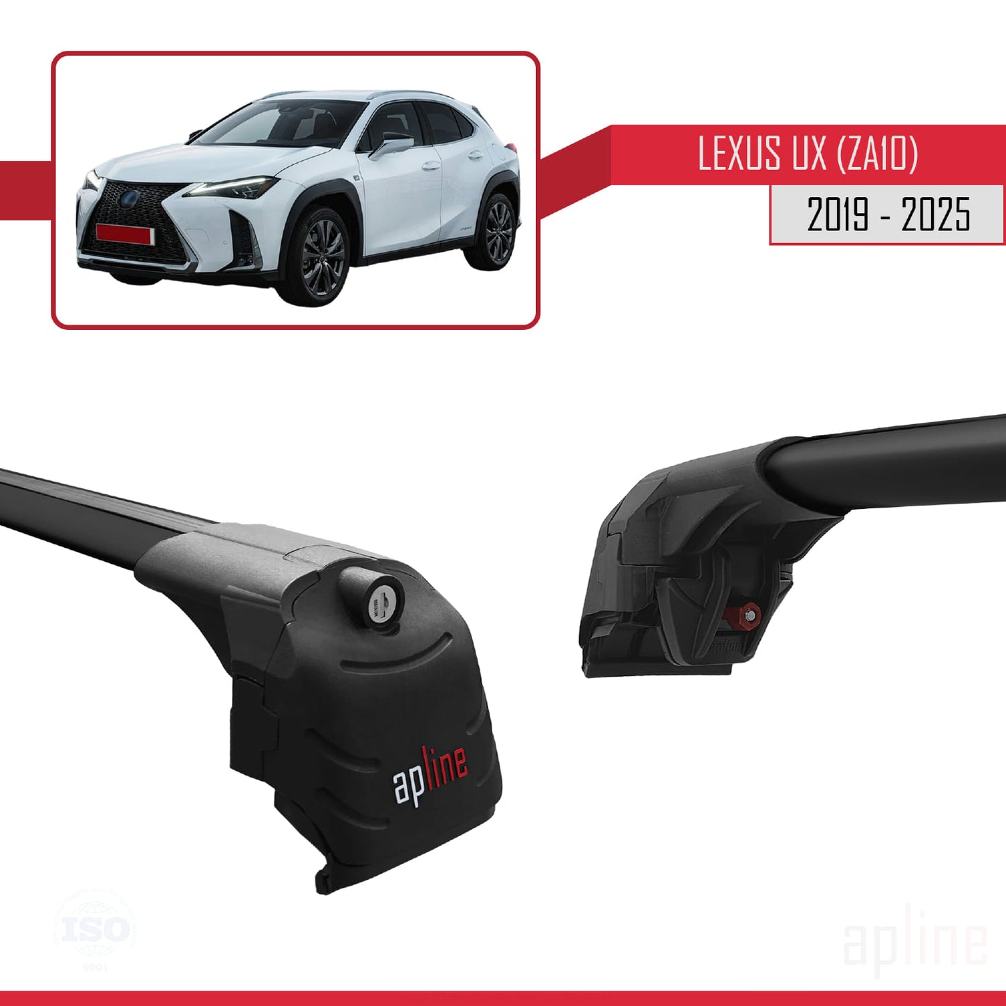 Compatible avec Lexus UX (ZA10) 2019-2025 ACE-2 Barres de Toit Railing Porte-Bagages de Voiture Noir Aluminium 2 Barres