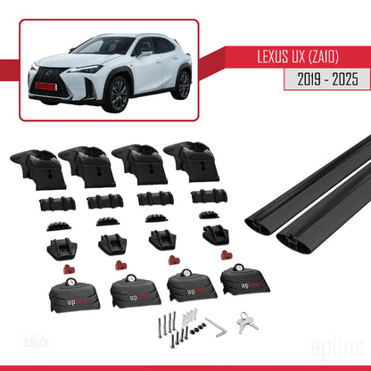Compatible avec Lexus UX (ZA10) 2019-2025 ACE-2 Barres de Toit Railing Porte-Bagages de Voiture Noir Aluminium 2 Barres