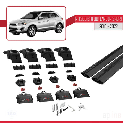 Compatible avec Mitsubishi Outlander Sport (GA) 2010-2022 ACE-2 Barres de Toit Railing Porte-Bagages de Voiture Noir Aluminium 2 Barres