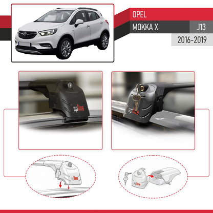 Compatible avec Opel Mokka X (J13) 2016-2019 ACE-2 modèle Barres de Toit Railing Porte-Bagages de Voiture Noir Aluminium Barres