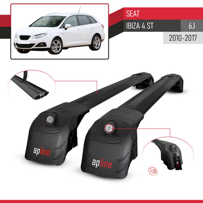 Compatible with Seat Ibiza 4 (6J) ST 2010-2017 ACE-2 Car Roof Rack Cross Bar Black Aluminium 2 Bars