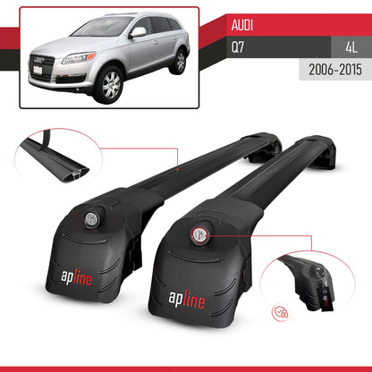 Compatible avec Audi Q7 (4L) 2006-2015 ACE-2 modèle Barres de Toit Railing Porte-Bagages de Voiture Noir Aluminium Barres