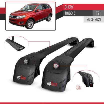 Compatible with Chery Tiggo 5 (T21) 2013-2021 ACE-2 Car Roof Rack Cross Bar Black Aluminium 2 Bars