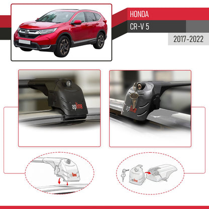 Compatible avec Honda CR-V 5 2017-2022 ACE-2 modèle Barres de Toit Railing Porte-Bagages de Voiture Noir Aluminium Barres