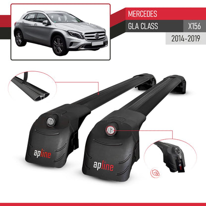 Compatible avec Mercedes GLA Class (X156) 2014-2019 ACE-2 modèle Barres de Toit Railing Porte-Bagages de Voiture Noir Aluminium Barres